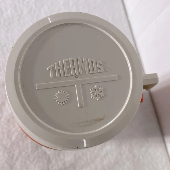 Vintage 1970s  MCM Thermos Brand Orange Plastic Glass Vacuum Insulated Bottle - Picture 7 of 13